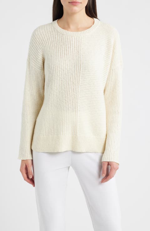 Crewneck Rib Organic Cotton Blend Sweater (Regular & Petite)