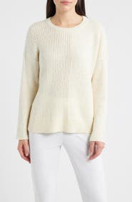 Eileen Fisher Crewneck Rib Organic Cotton Blend Sweater