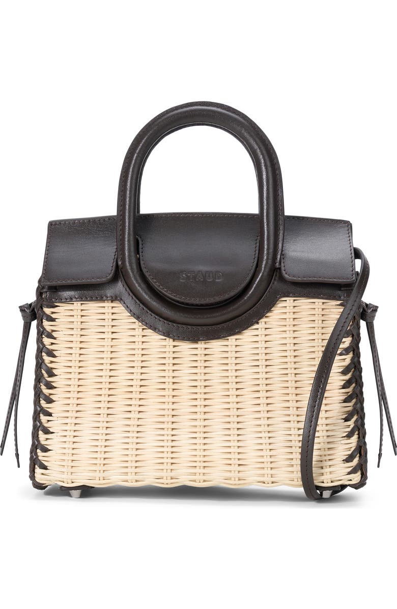 STAUD Mini Maude Wicker Top Handle Bag, Main, color, Natural/ Espresso