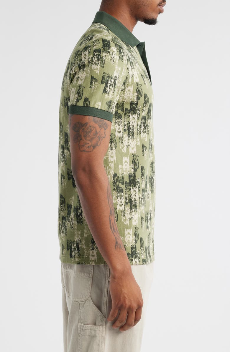 Fred Perry Abstract Print Piqué Polo, Alternate, color, Olive Mint