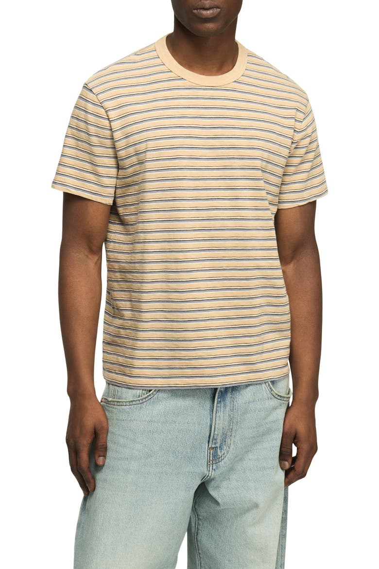 Weekend Relaxed Stripe Cotton T-Shirt, Main, color, KHAKI MULTI