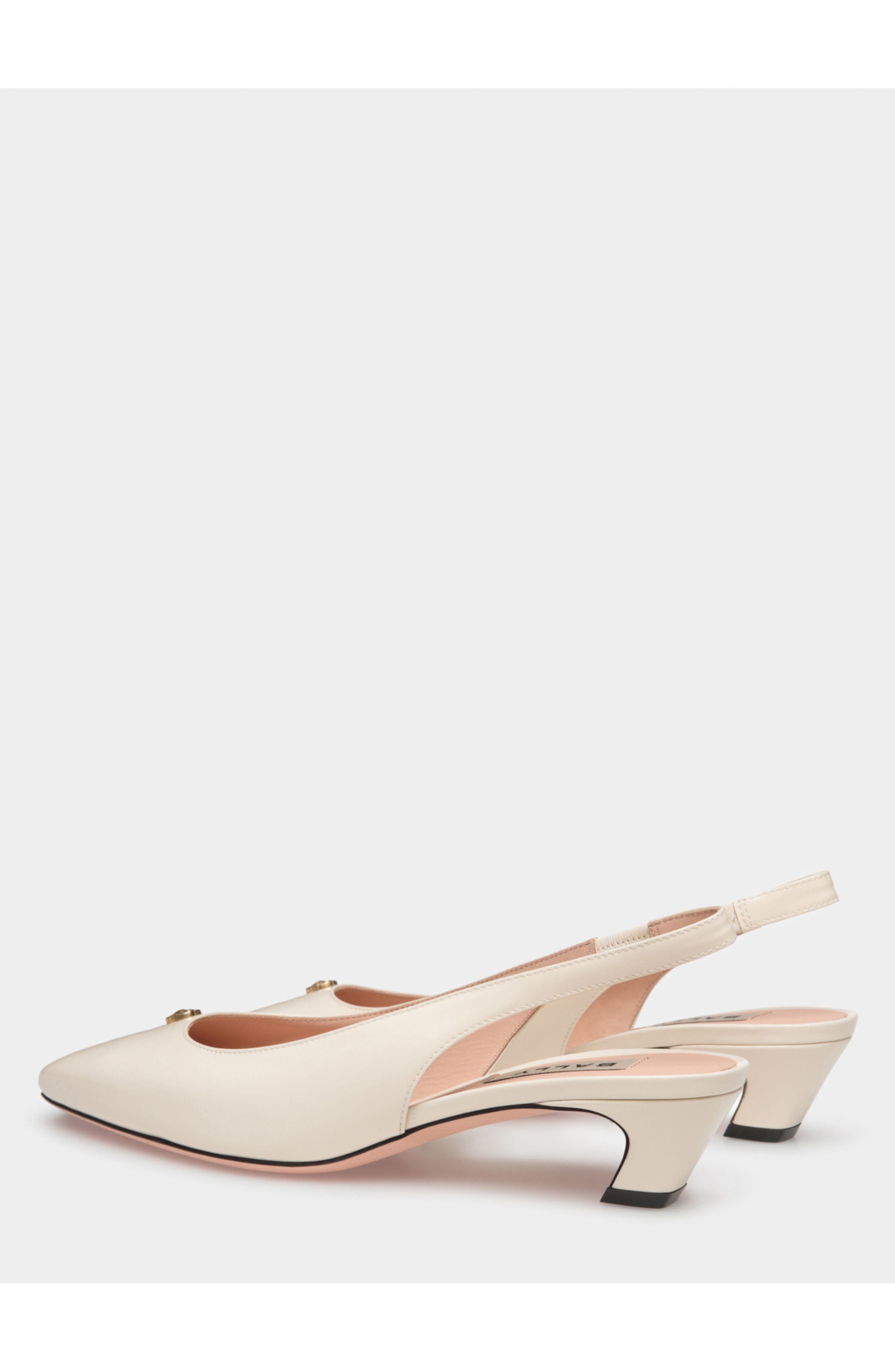 Bally Sylt Slingback Pump In Calf Leather, Alternate, color, White