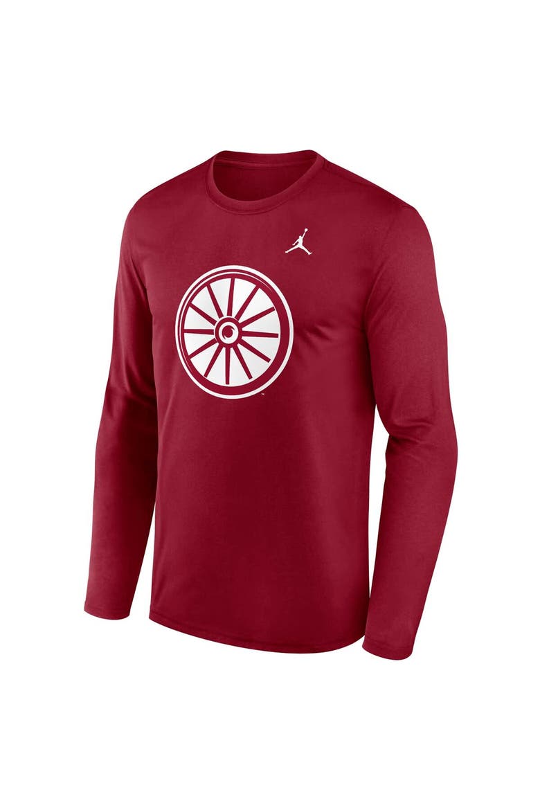 Men's Jordan Brand Crimson Oklahoma Sooners Primetime Alternate Logo Legend Performance Long Sleeve T-Shirt, Alternate, color, Crimson