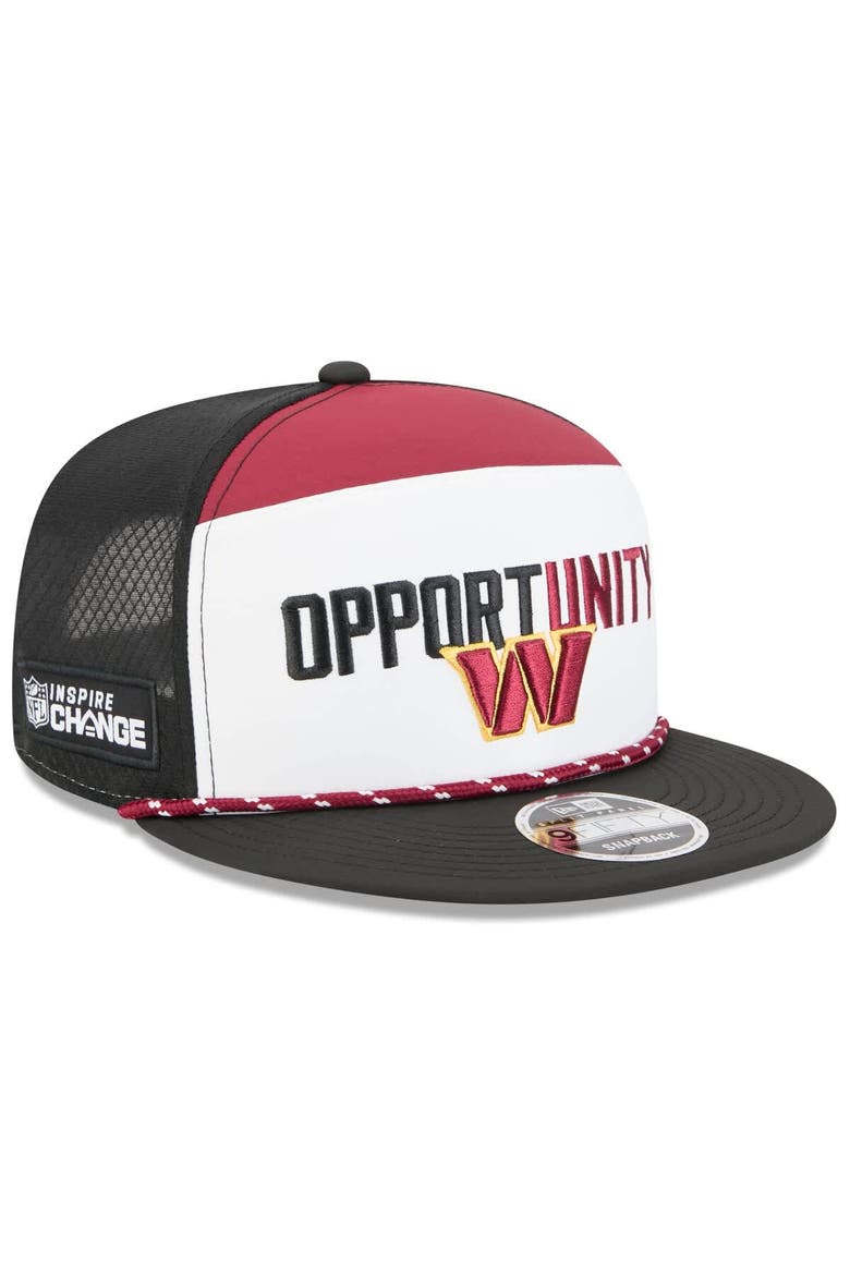 Men's New Era White/Black Washington Commanders 2025 Inspire Change Split Panel 9FIFTY Snapback Hat, Main, color, White