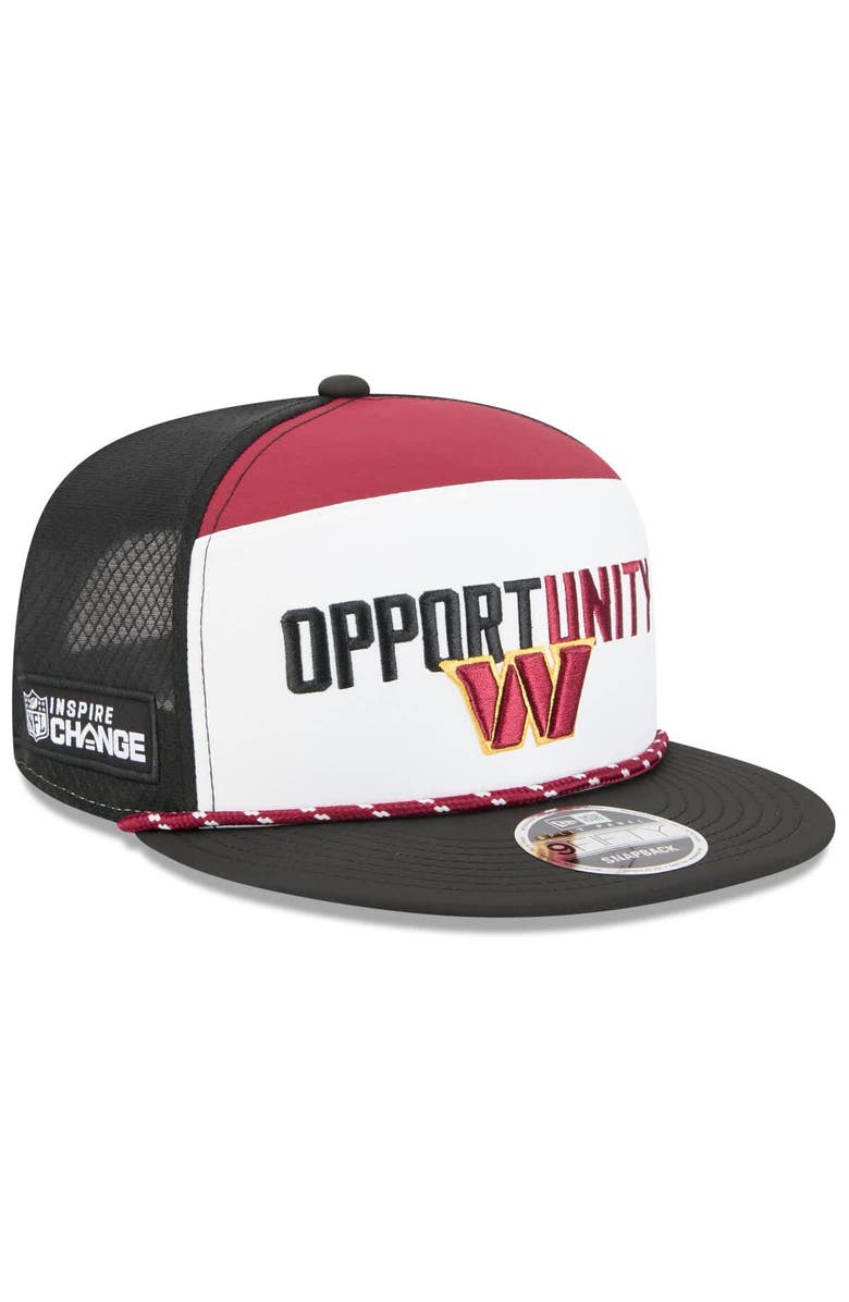 New Era Men's New Era White/Black Washington Commanders 2025 Inspire Change Split Panel 9FIFTY Snapback Hat, Main, color, White