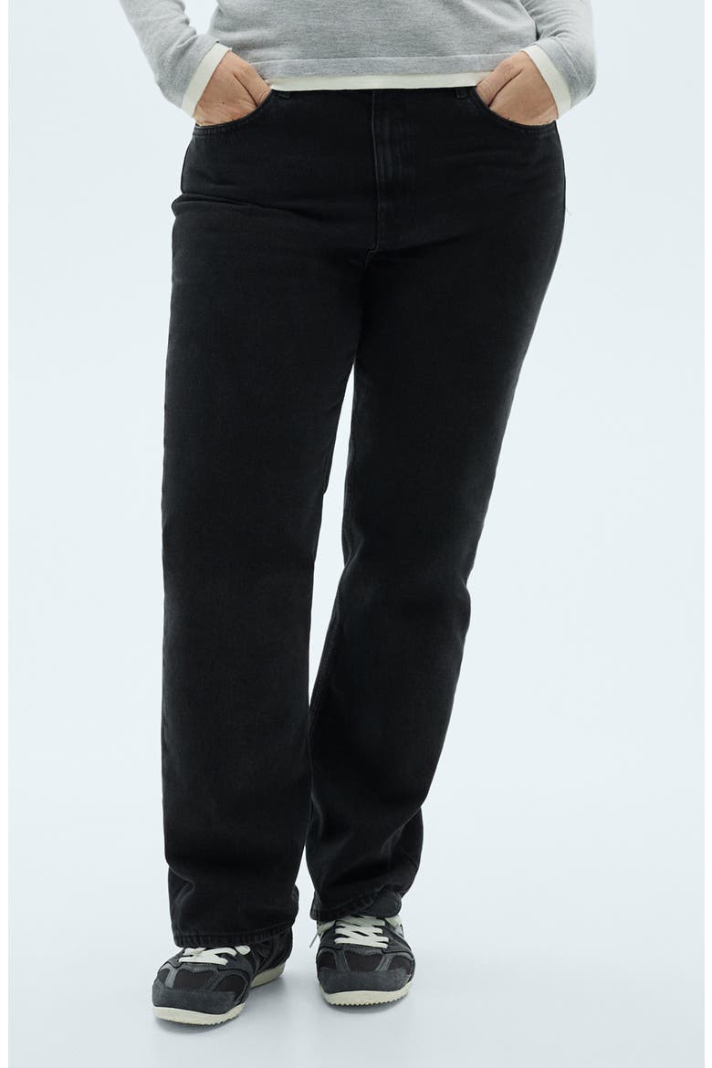 Matilda Mid Rise Straight Leg Jeans, Alternate, color, BLACK DENIM