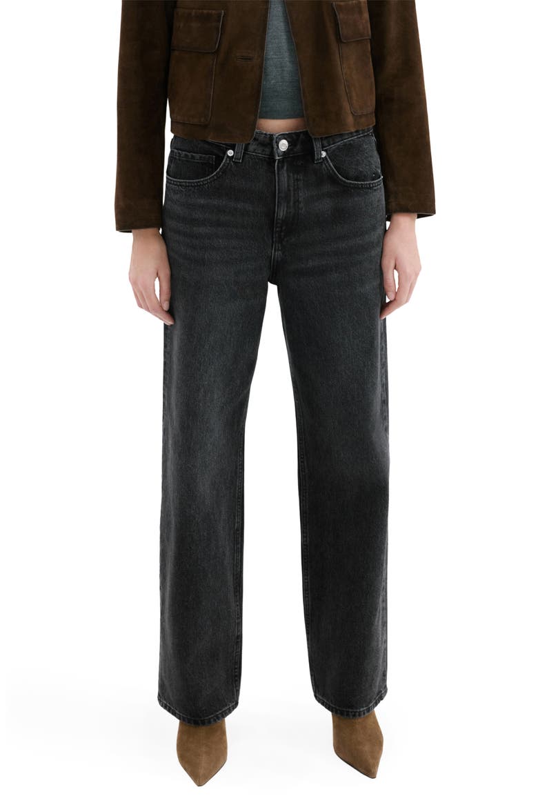 River Straight Leg Jeans, Main, color, BLACK DENIM