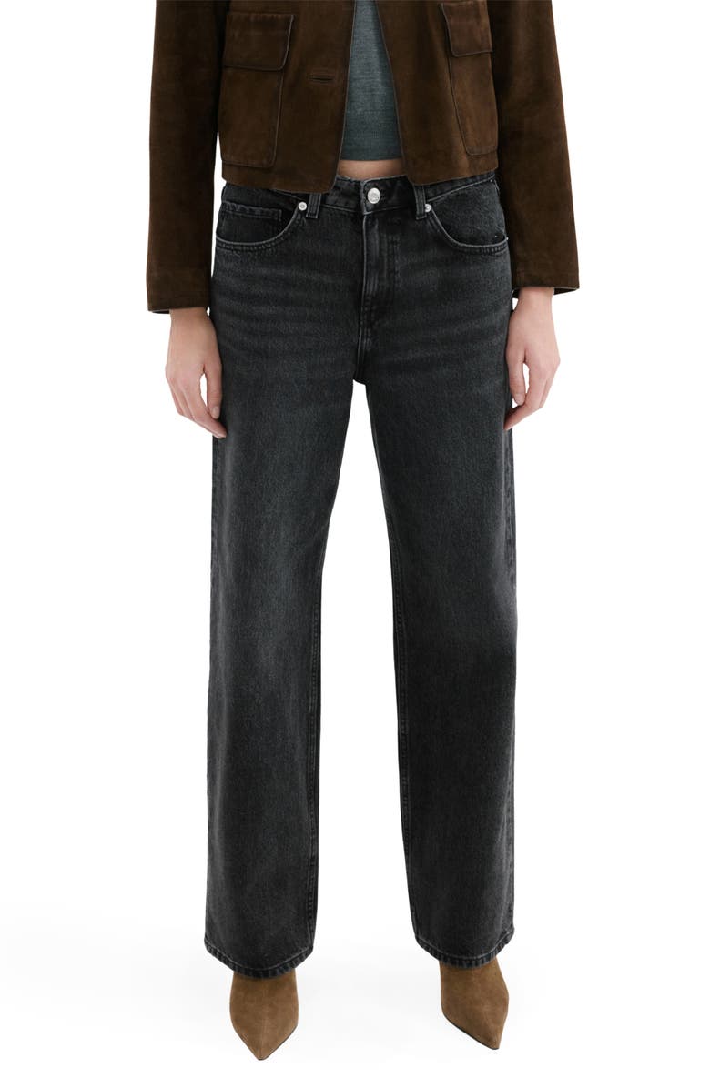 MANGO River Straight Leg Nonstretch Jeans, Main, color, Black Denim