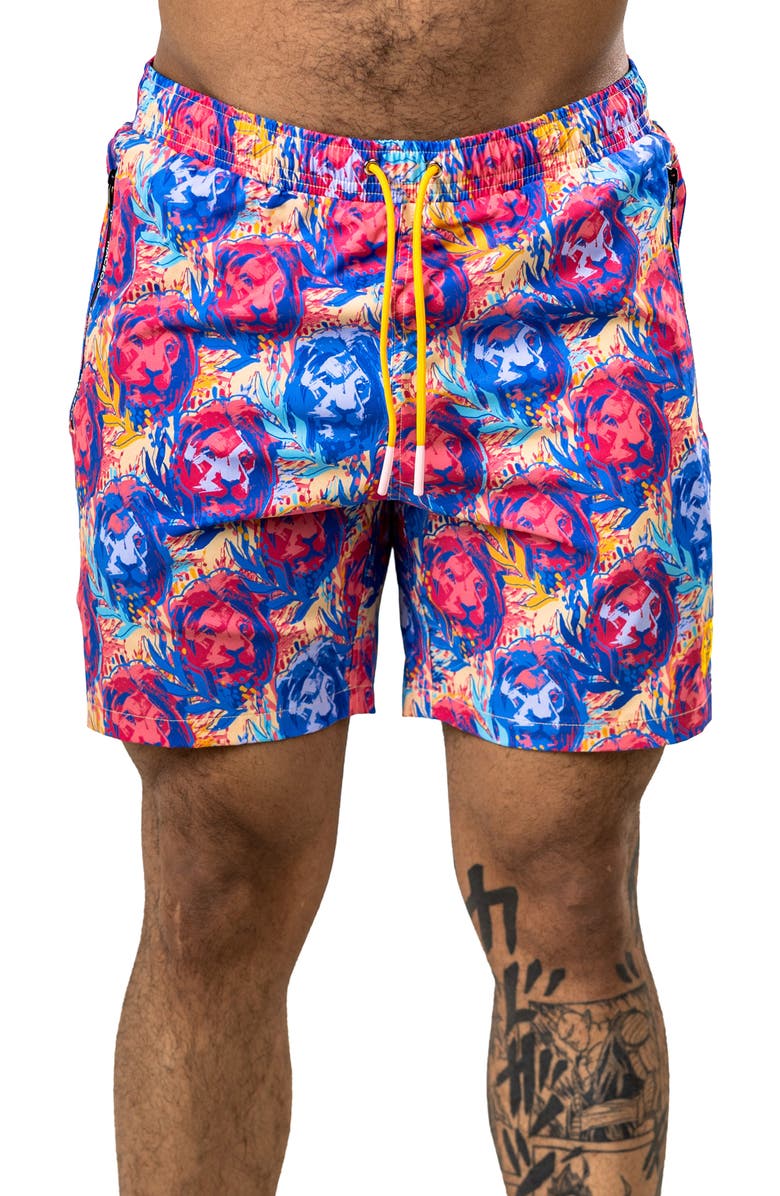 Maceoo Swim Marthyr Print Swim Trunks, Main, color,