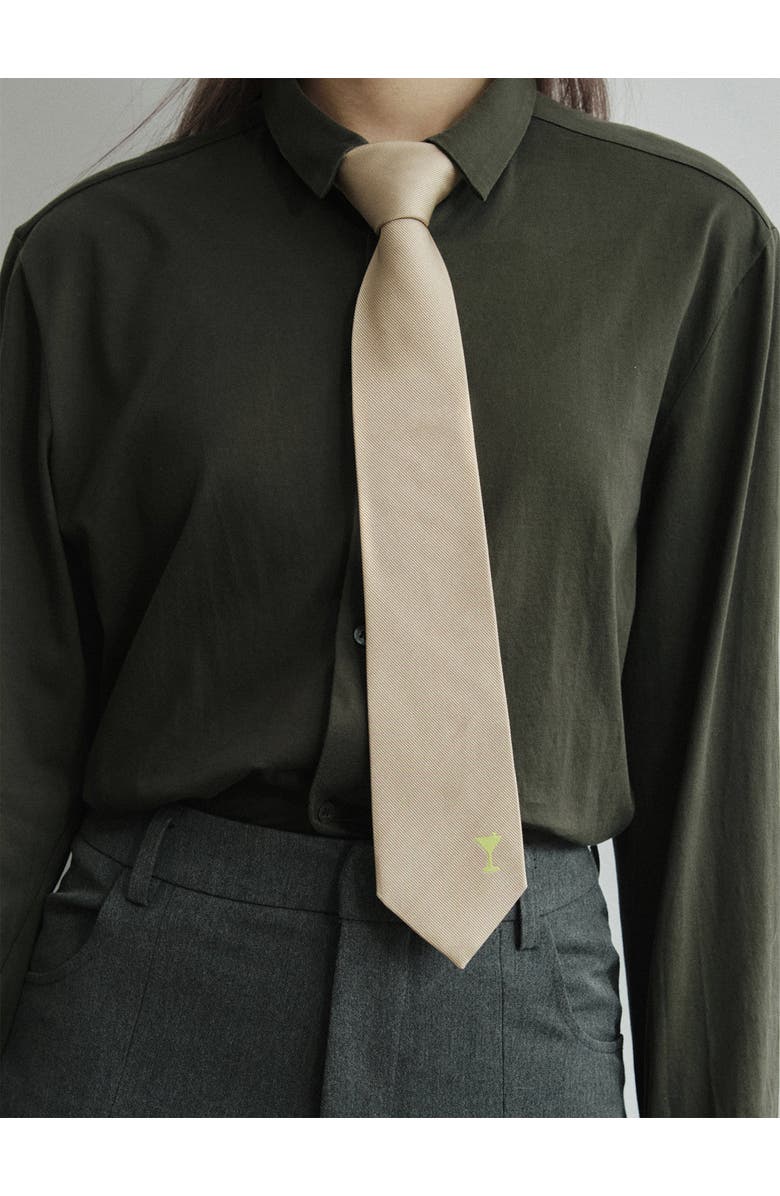 Lost Pattern Silk Tie, Alternate, color, Khaki