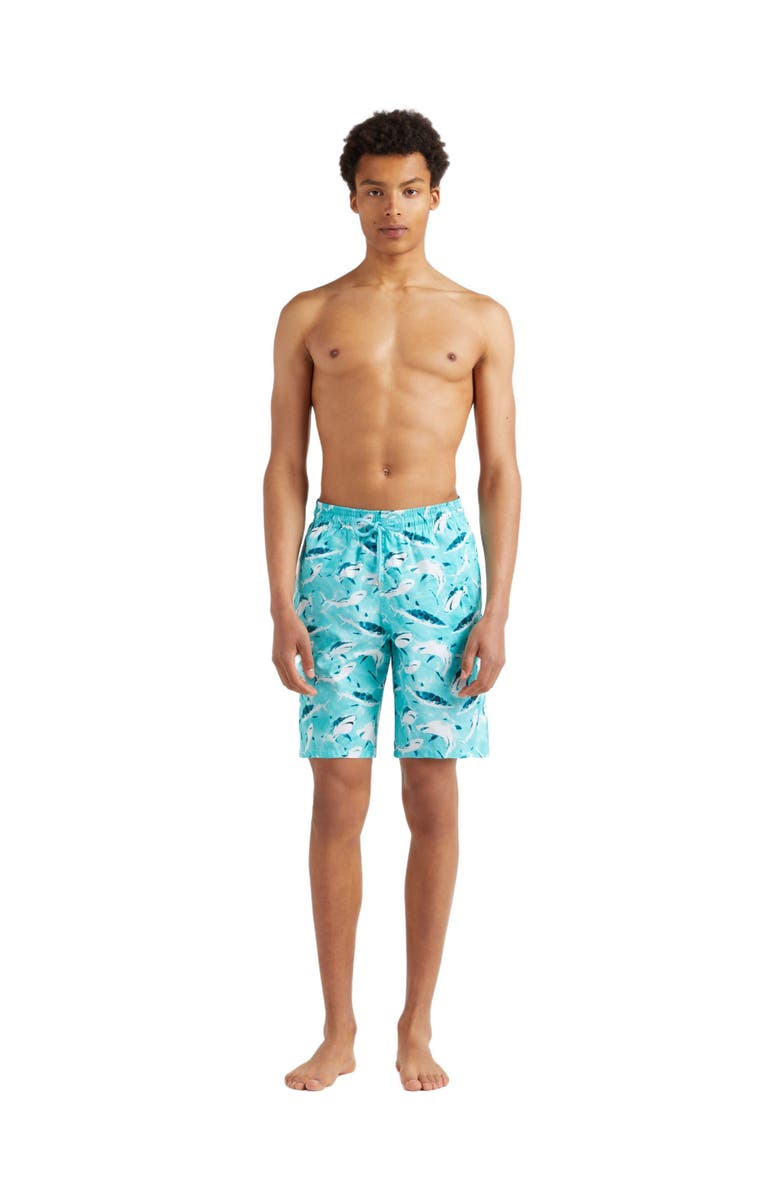 Vilebrequin Men's Requins Light Fabric Board Shorts, Main, color, Lagon