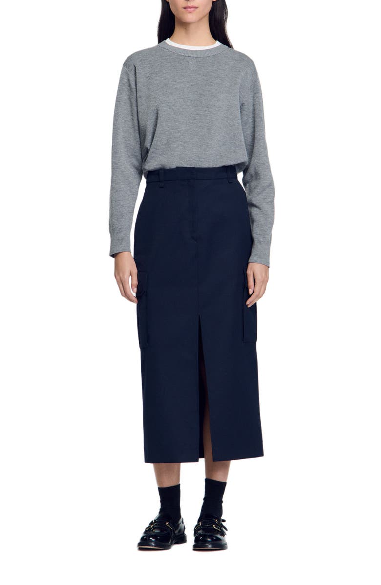 SANDRO Long cargo skirt, Alternate, color, 