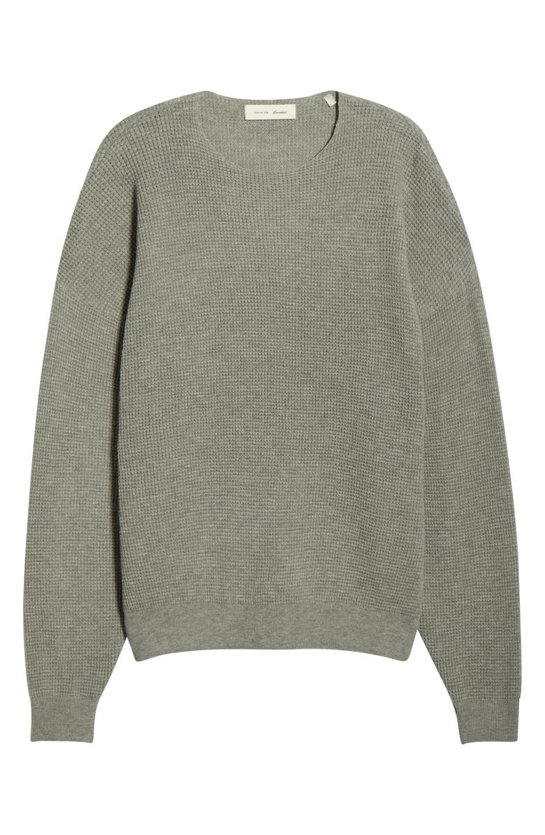 Fear of God Essentials Signature '90s Waffle Knit Sweatshirt, Main, color, Concrete Heather