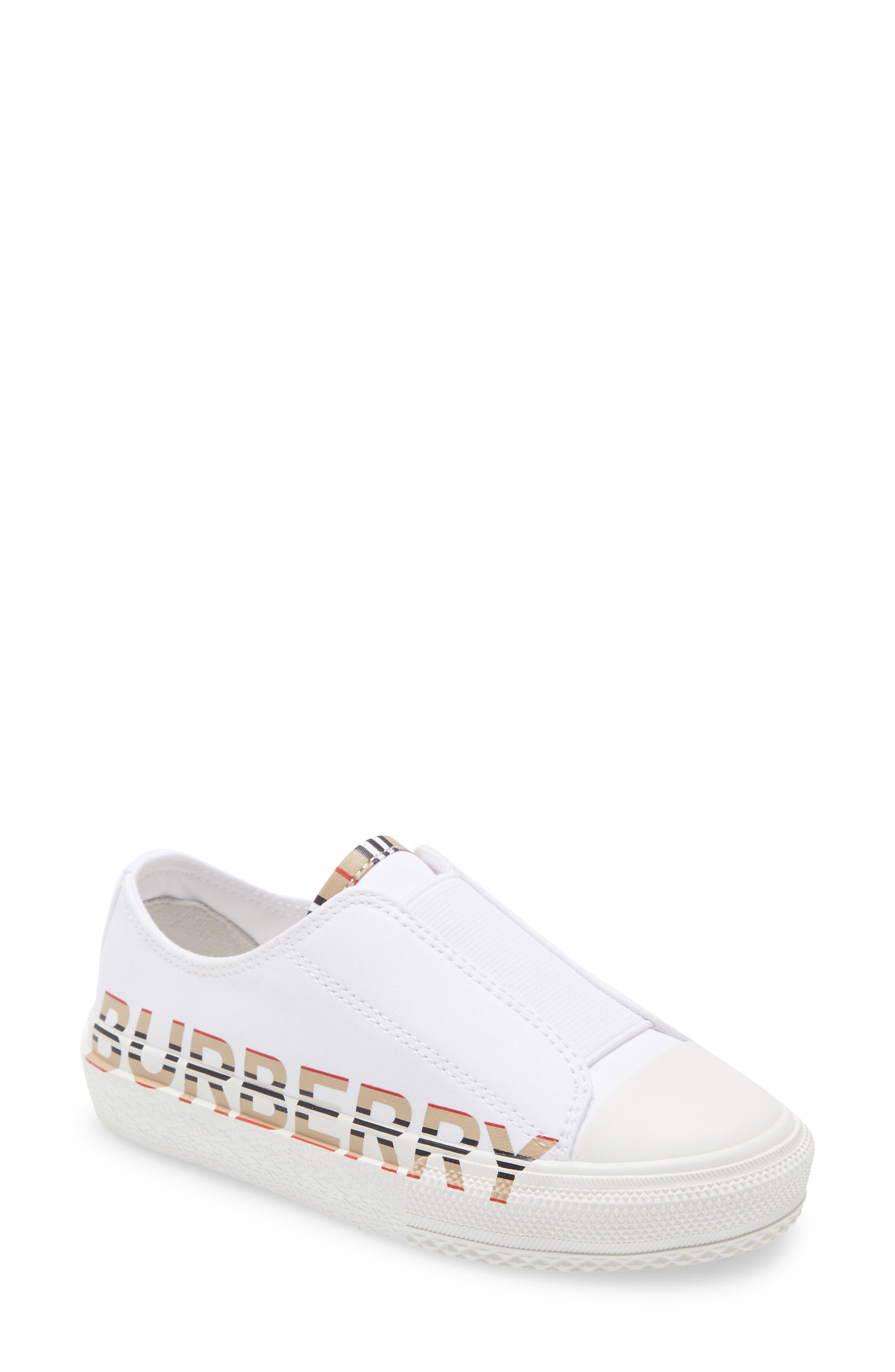 Burberry Mini Larkhall Slip-On Sneaker, Main, color, White