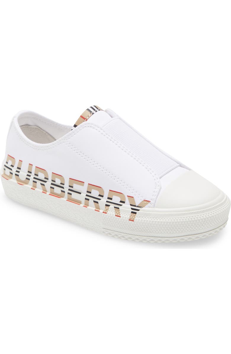Burberry Mini Larkhall Slip-On Sneaker, Main, color, White