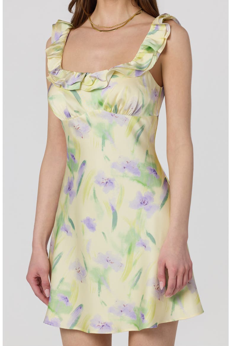 Mara Floral Print Minidress, Alternate, color, YELLOW PURPLE FLORAL