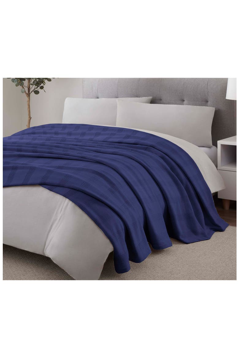 Textured Cotton Throw Blanket, Alternate, color, NAVY