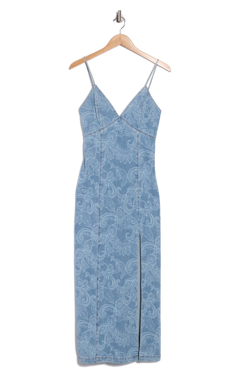 Alice + Olivia Juliette Denim Slipdress, Main, color, Laser Paisley