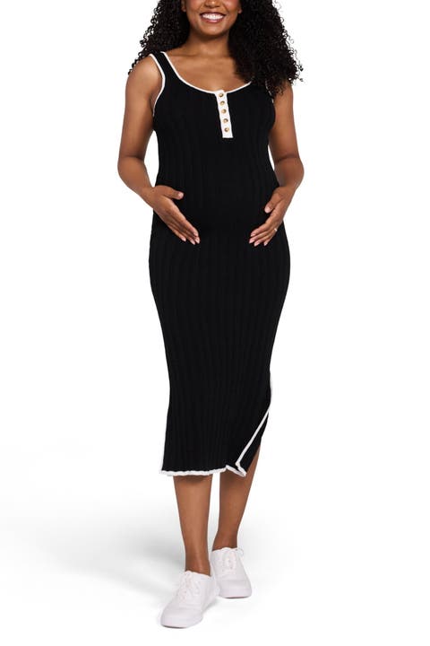 Sleeveless Nursing Henley Midi Dress
