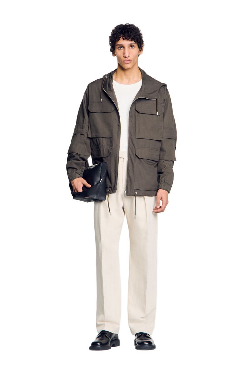 SANDRO Hooded military parka, Alternate, color, 