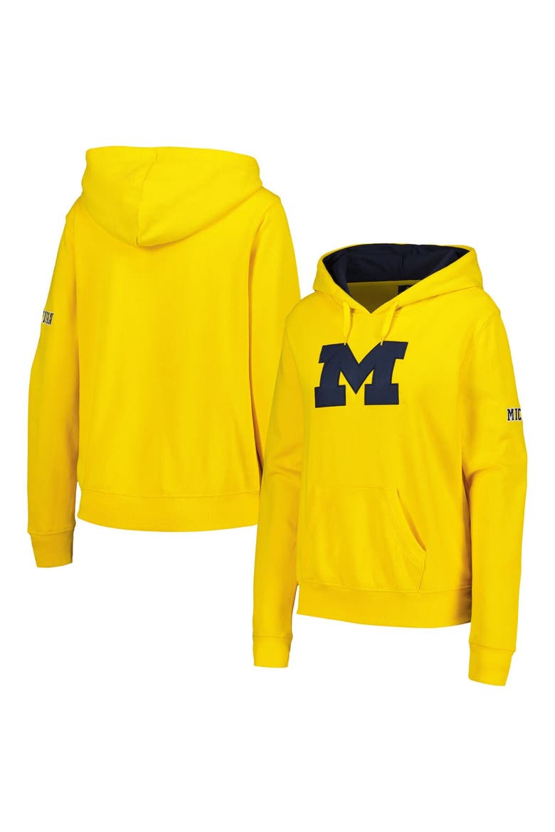 Women's Maize Michigan Wolverines Team Big Logo Pullover Hoodie, Main, color, Maize