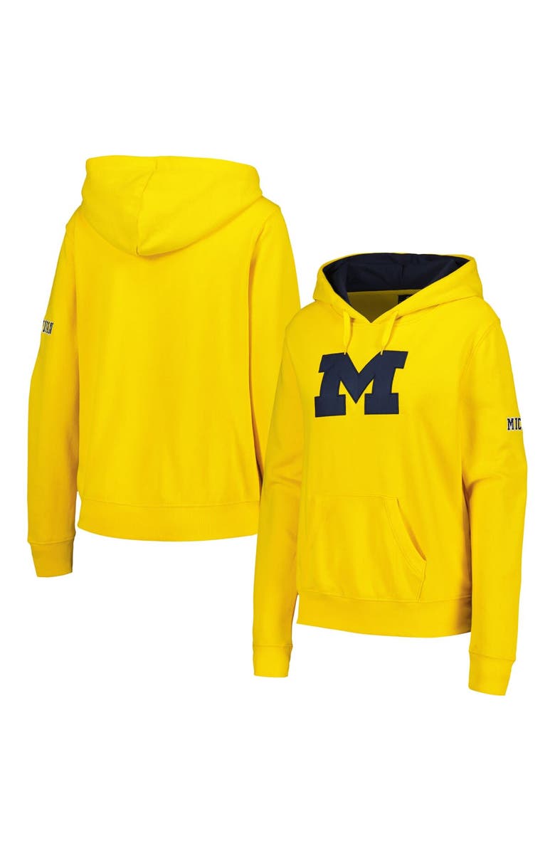 STADIUM ATHLETIC Women's Maize Michigan Wolverines Team Big Logo Pullover Hoodie, Main, color, Maize