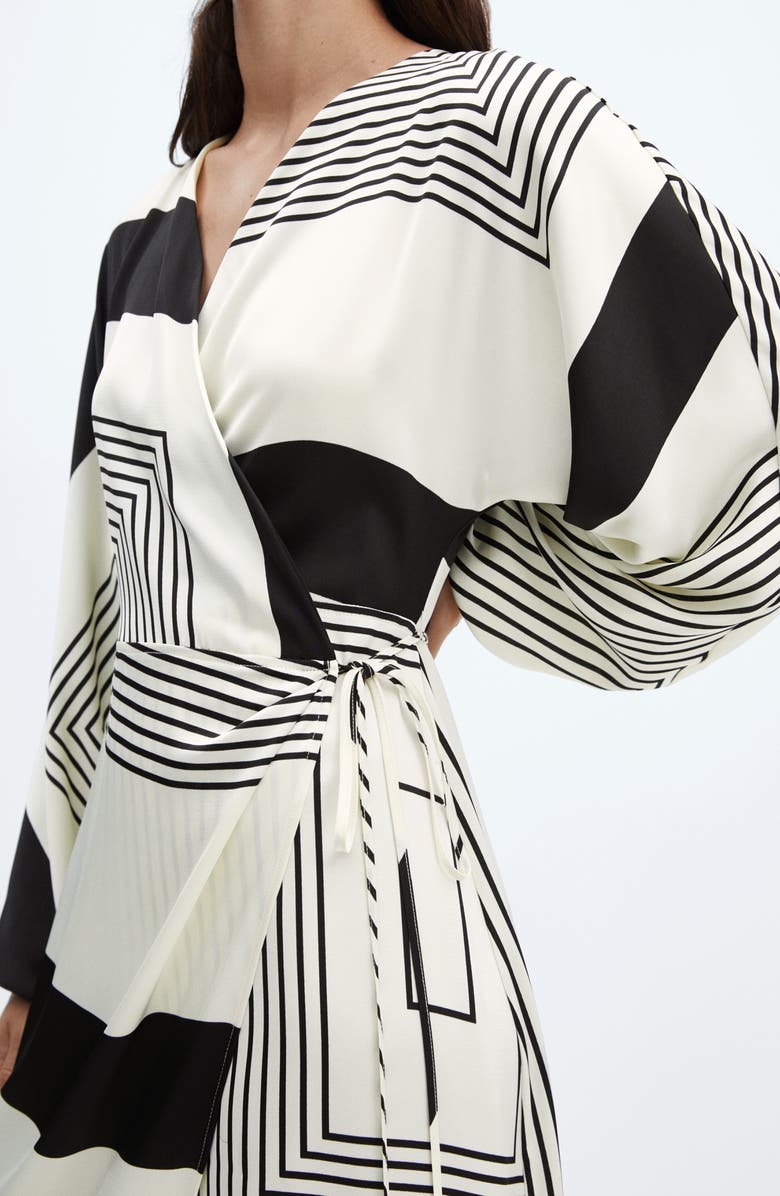 MANGO Print Long Sleeve Wrap Dress, Alternate, color,