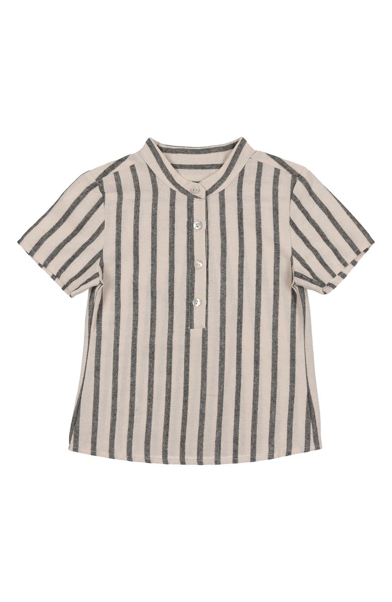 Manière Stripe Band Collar Popover Shirt, Main, color, 