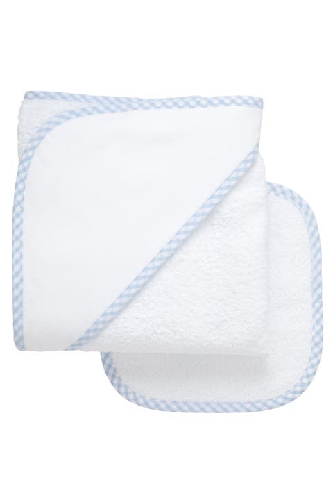Big Check Trim Hooded Towel & Washcloth Set (Baby & Toddler)