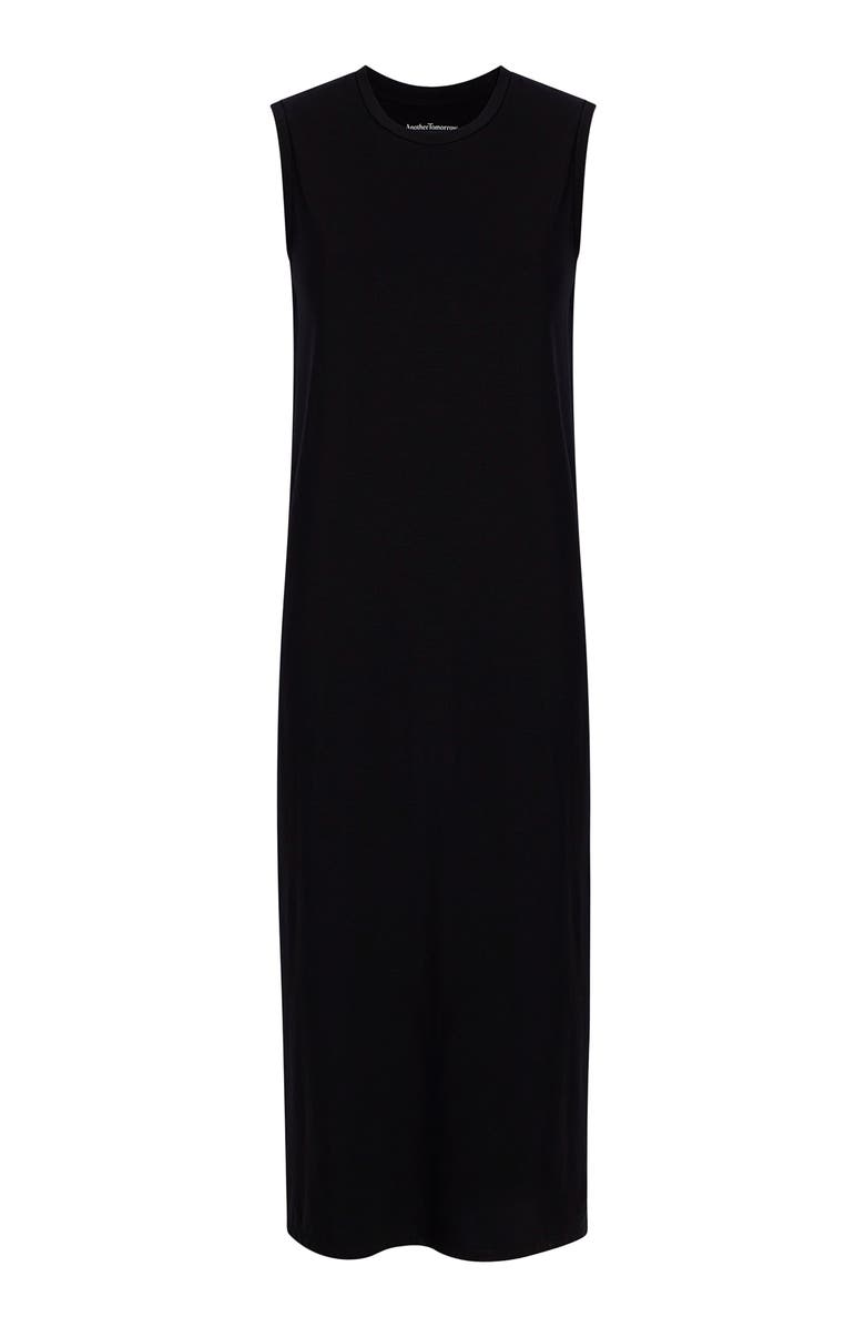 Another Tomorrow SLEEVELESS TEE DRESS, Alternate, color, Black