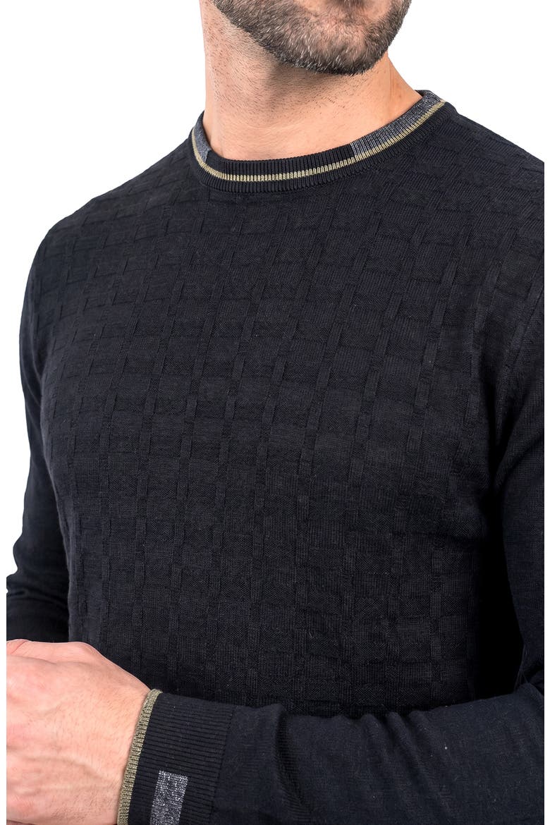 Check Textured Crewneck Sweater, Alternate, color, GREY