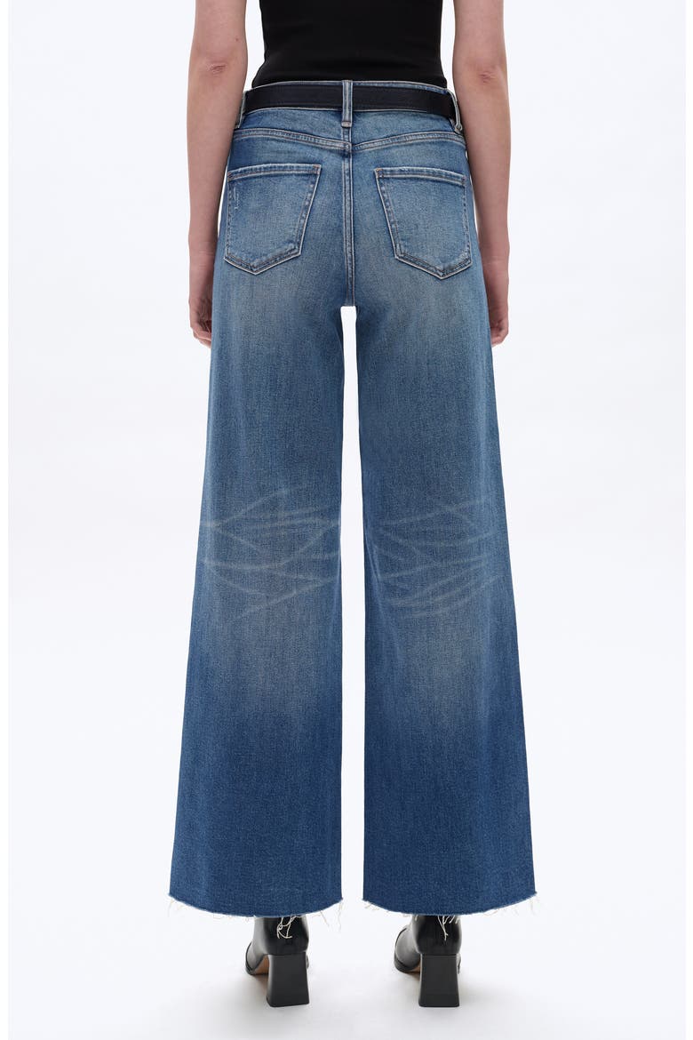 High Waist Raw Hem Wide Leg Jeans, Alternate, color, MEDIUM BLUE