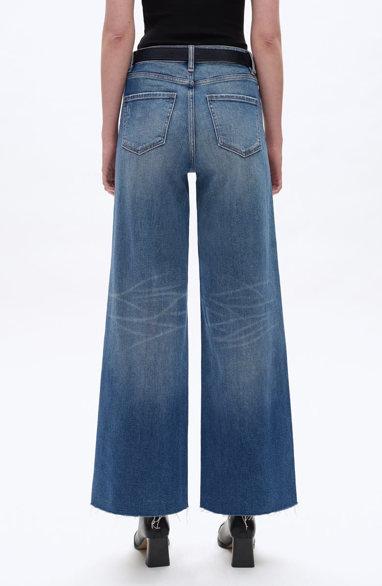 Bayeas High Waist Raw Hem Wide Leg Jeans, Alternate, color, Medium Blue