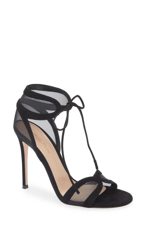 Shop Gianvito Rossi Falene Mesh & Suede Stiletto Sandal In Black