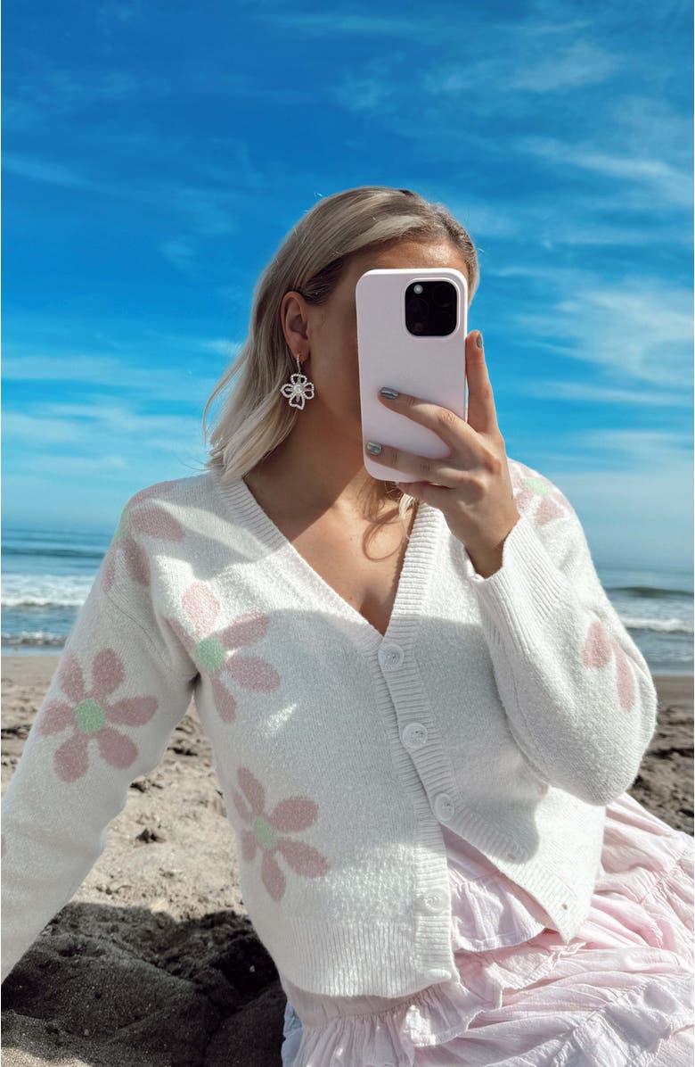 Untamed Petals Holly Pearl & Crystal Flower Drop Earrings, Alternate, color, Gold