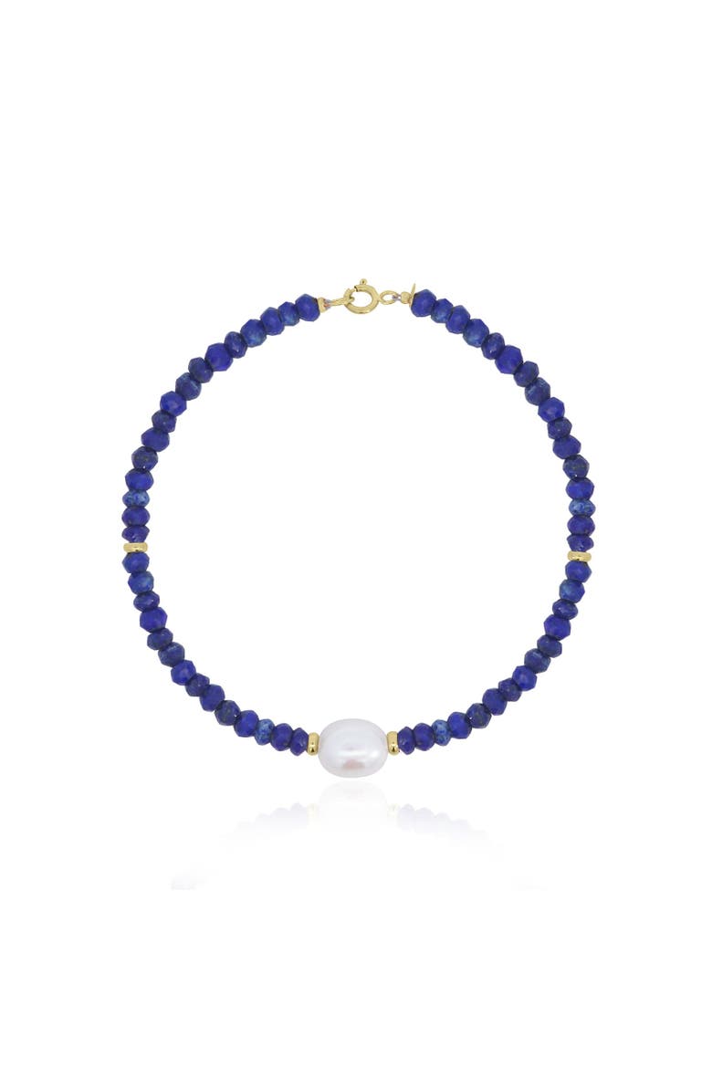 Lapis Bead Pearl Bracelet, Main, color, Lapis