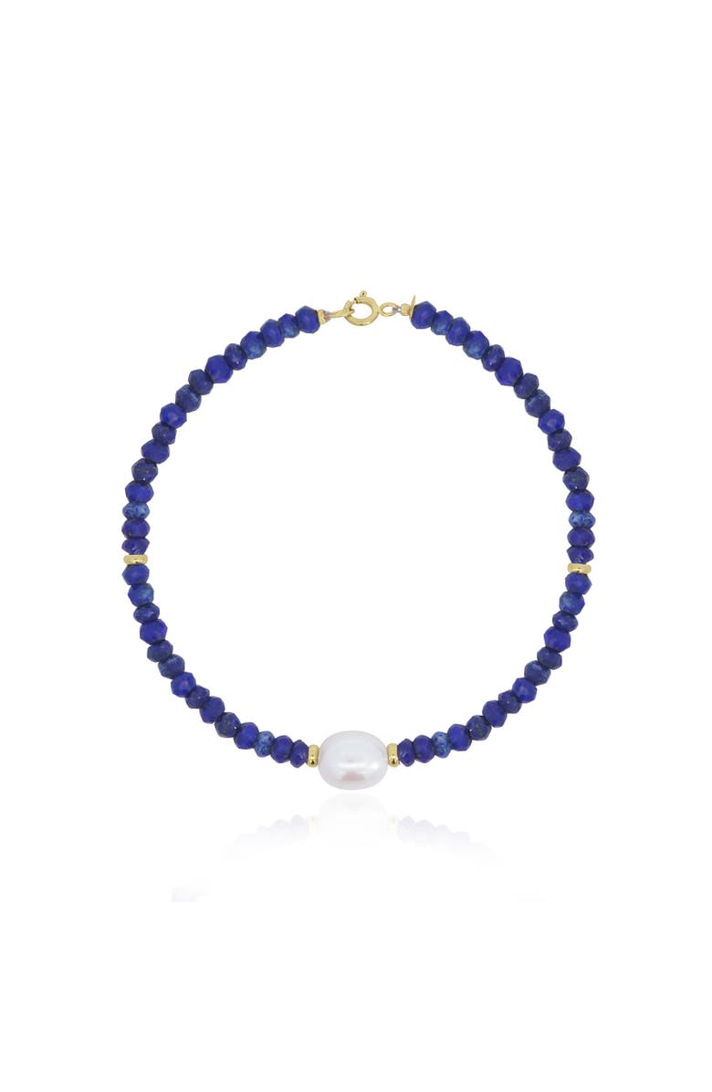 The Lovery Fine Jewelry Lapis Bead Pearl Bracelet, Main, color, Lapis