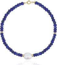 The Lovery Fine Jewelry Lapis Bead Pearl Bracelet