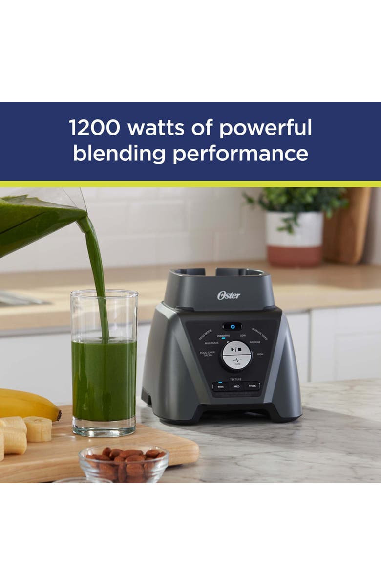 OSTER Texture Select 8 Cup 1200 Watt All Metal Drive Plastic Jar Blender with 9 Settings, Alternate, color, Silver