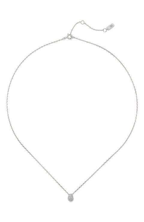 Mini Pavé Cubic Zirconia Pendant Necklace