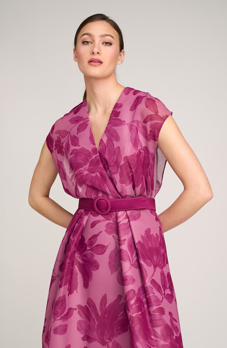 Kay Unger Brigid Floral Belted Cocktail Dress, Alternate, color, 