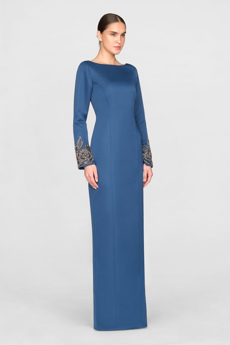Thea Duchess Satin Gown, Alternate, color, SHADOW PETAL