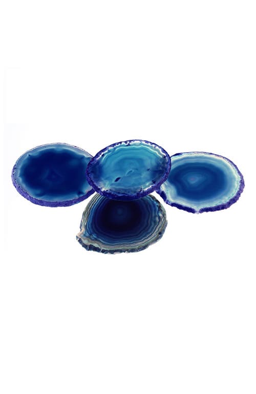Anna New York Pedra Set Of 4 Agate Coasters In Azure/blue