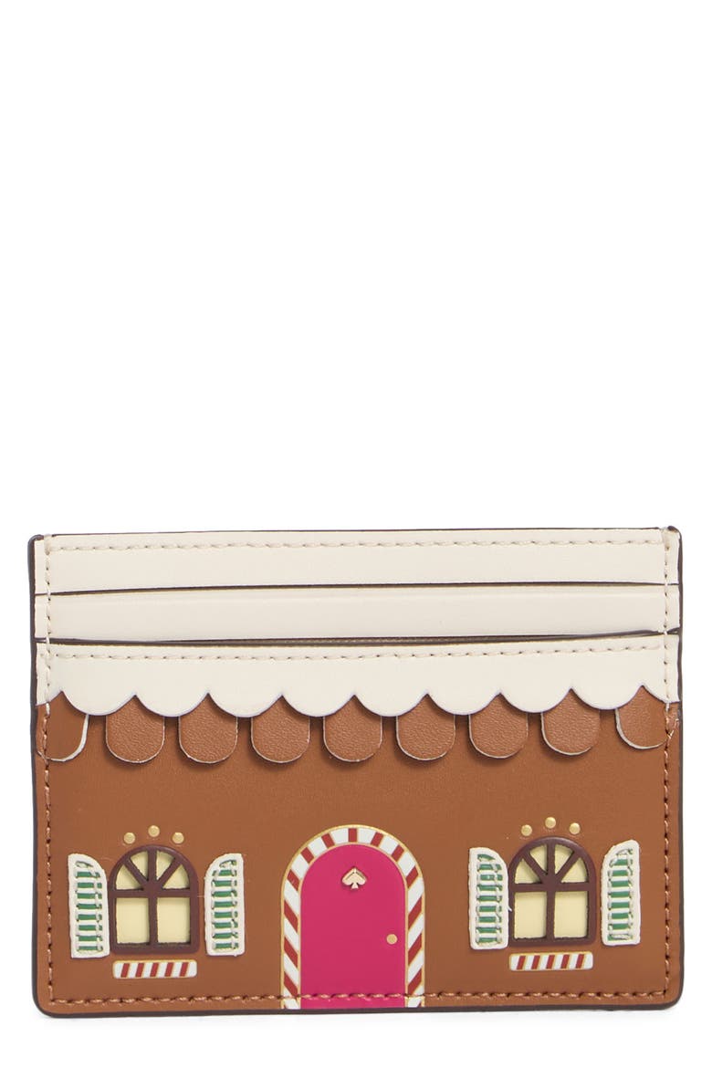 gingerbread house slim card case, Main, color, MULTI