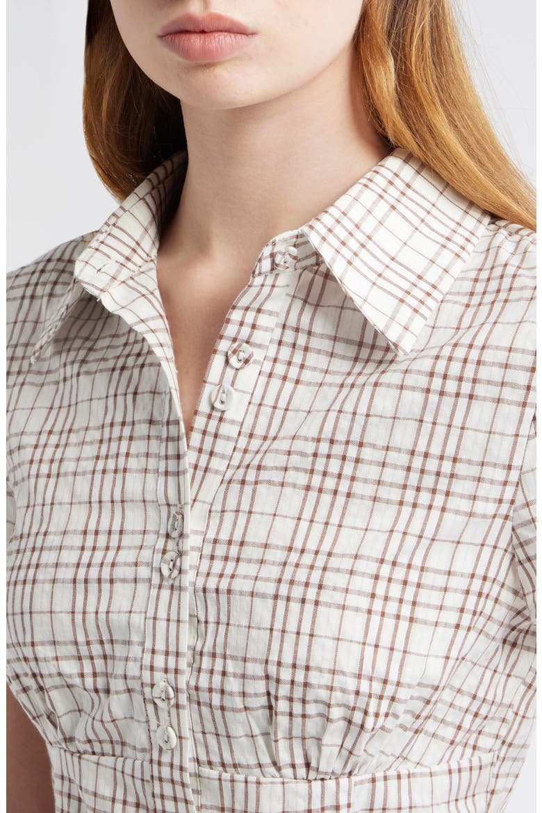 Cottesloe Check Cotton Blend Button-Up Shirt, Alternate, color, BROWN