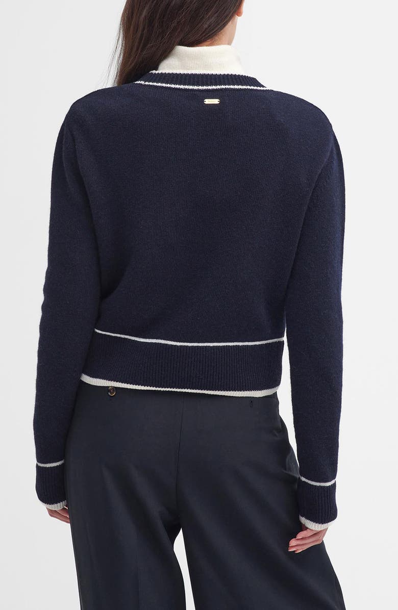 Barbour Rochelle Tipped Crop Wool & Cotton Sweater, Alternate, color, Navy Blue