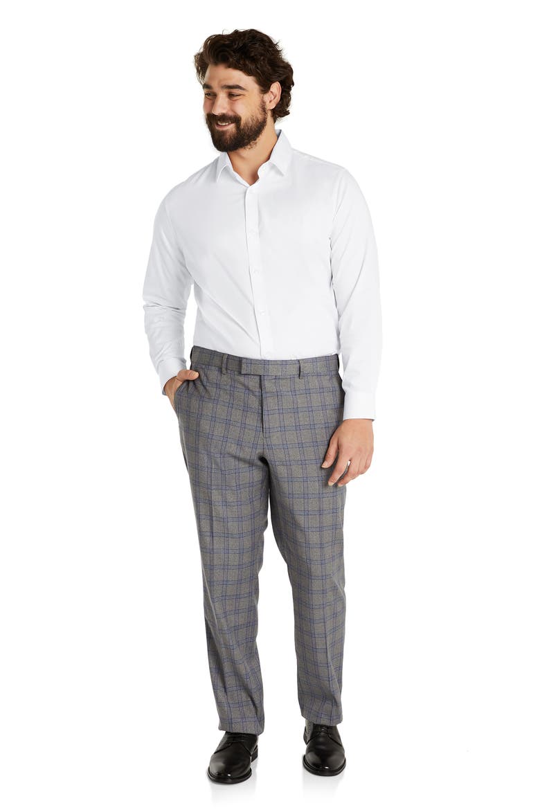 Patterson Windowpane Plaid Stretch Dress Pants, Alternate, color, GREY