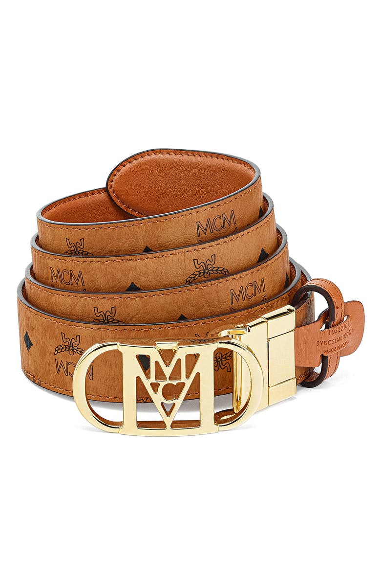 MCM Mode Mena Reversible Leather Belt, Alternate, color, 