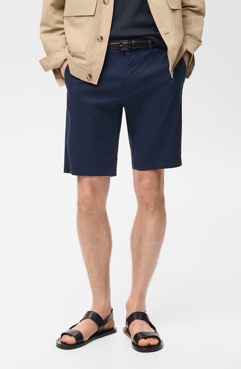 Slim Fit Flat Front Bermuda Chino Shorts