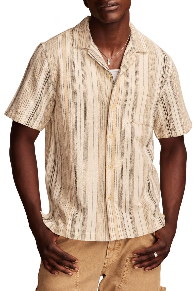 Stripe Cotton Camp Shirt, Main, color, CREAM MULTI